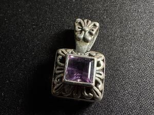Vintage 925 Sterling Silver FAS Amethyst Pendant